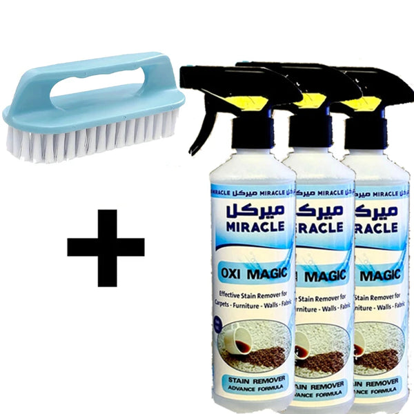 Miracle  3 psc Oxi Magic Effective Stain Remover carpet cleaner 500ml + brush